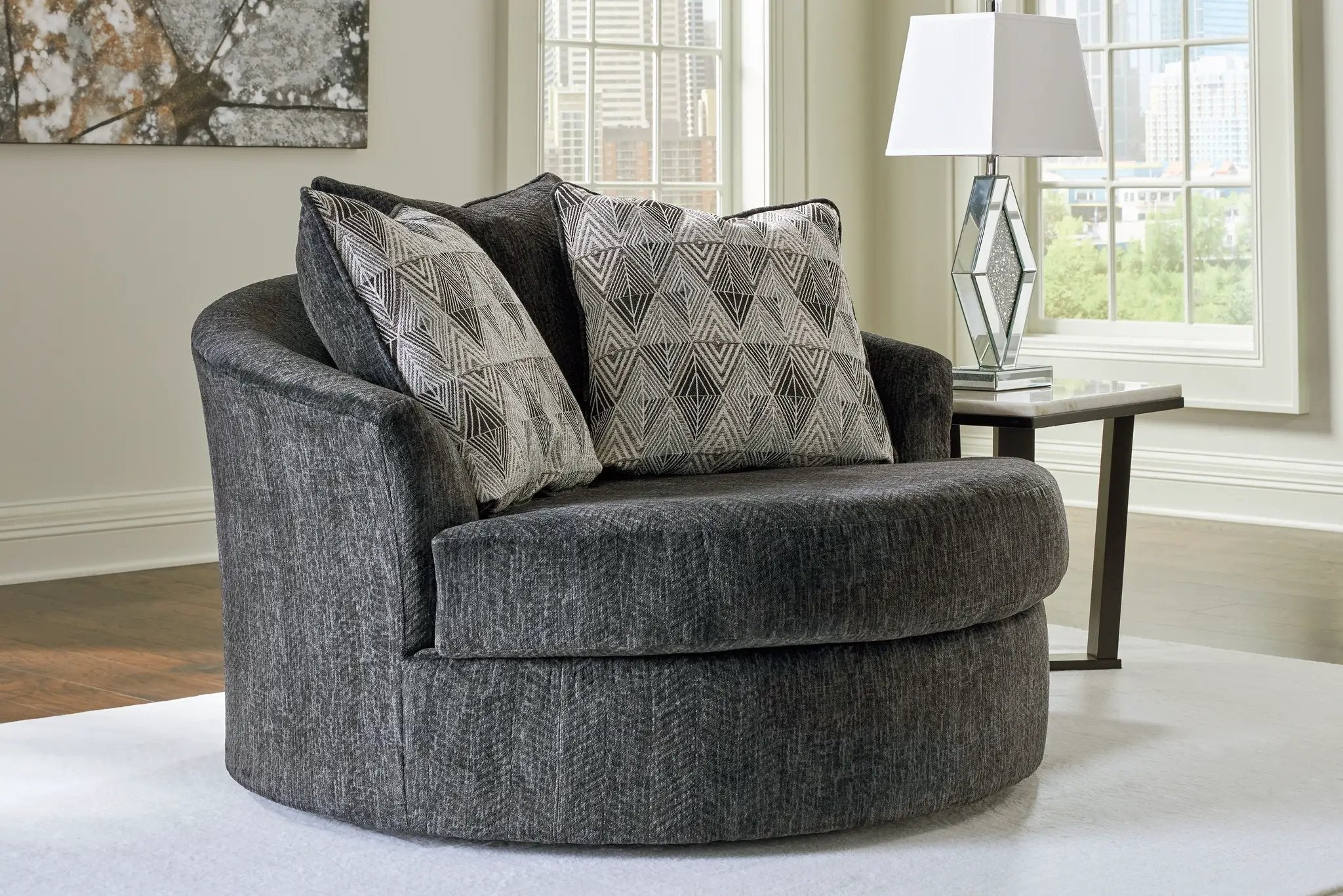 Biddeford - Oversized Swivel Accent Chair - Shadow by Unique Piece Furniture