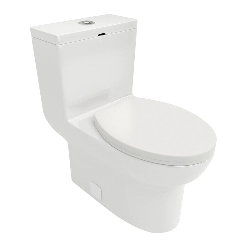 1 Piece Toilet & Dual Flush, Soft Closing Seat - White by HouseOfZazla