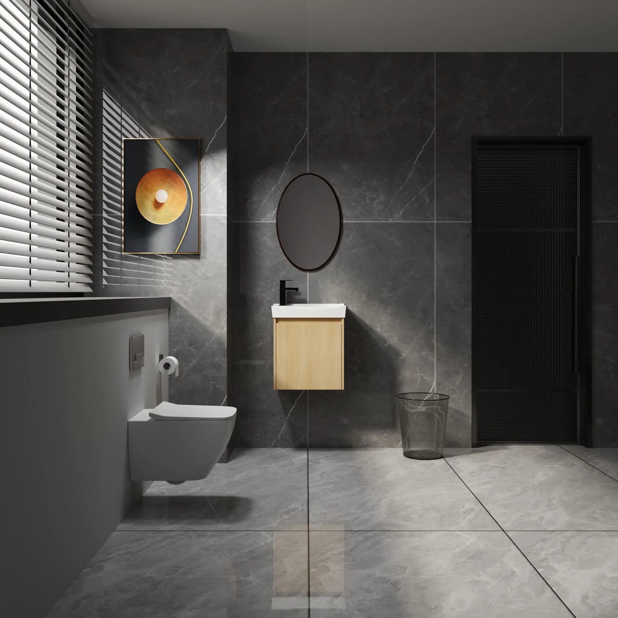 Modern Bathroom Vanity With Ceramic Basin, Wall Mounted Floating Sink Combo, Storage Cabinet by HouseOfZazla