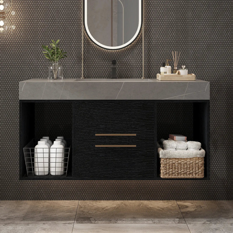 39.4 Inches Single Contemporary Floating Bathroom Vanity, photo 2 of 10