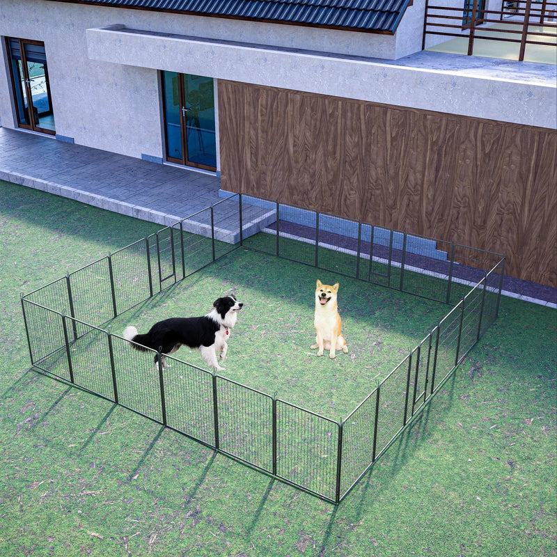 Dog Pens Outdoor Height Foldable Panels Heavy Duty Metal Portable Dog Playpen Indoor Anti Rust Exercise Dog Fence With Doors For Pets Play Pen For RV Camping Yard by HouseOfZazla