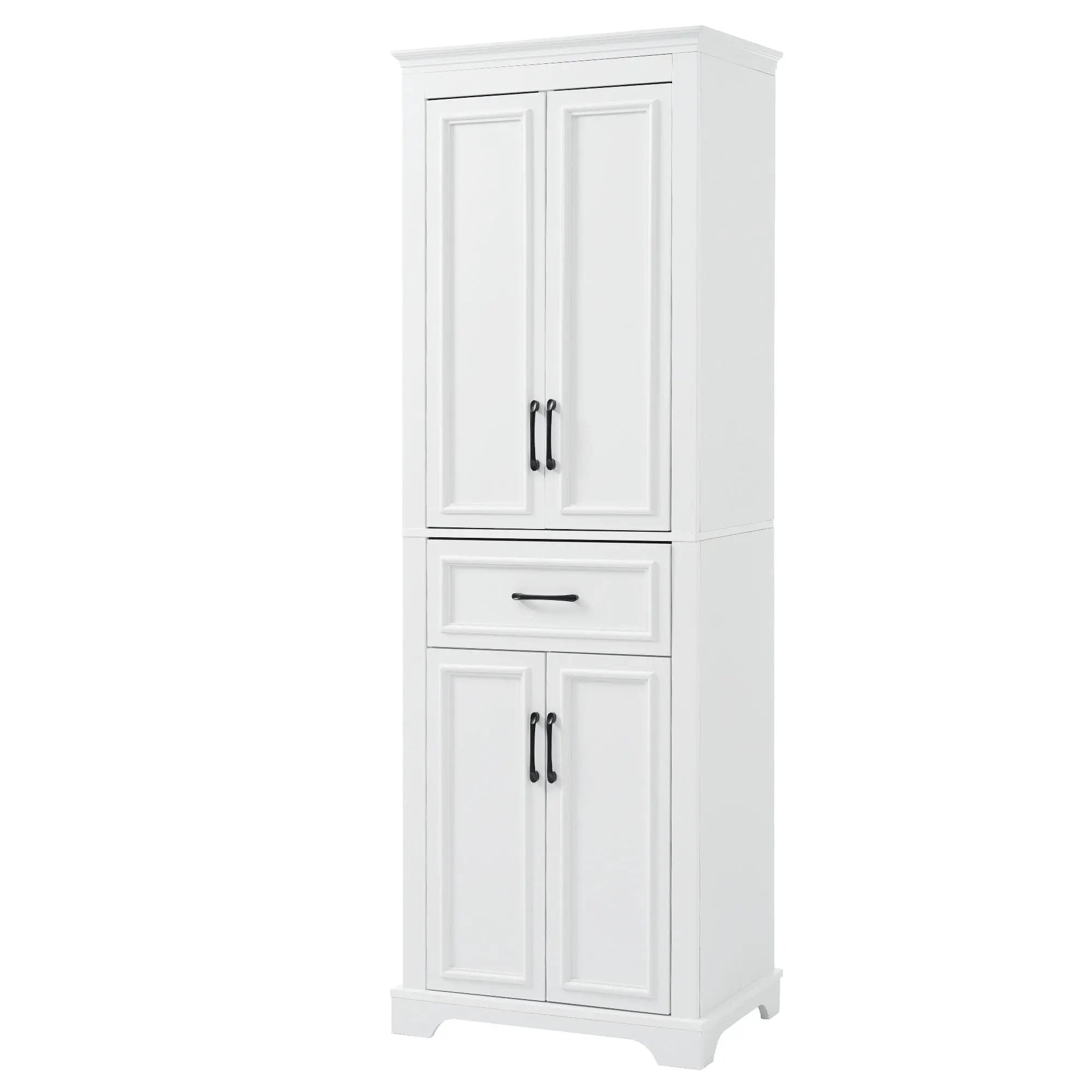 Freestanding Bathroom Vanity, Elegant Design With 4 Doors & 1 Drawer, Adjustable Shelves, Damping Hinges - White by HouseOfZazla