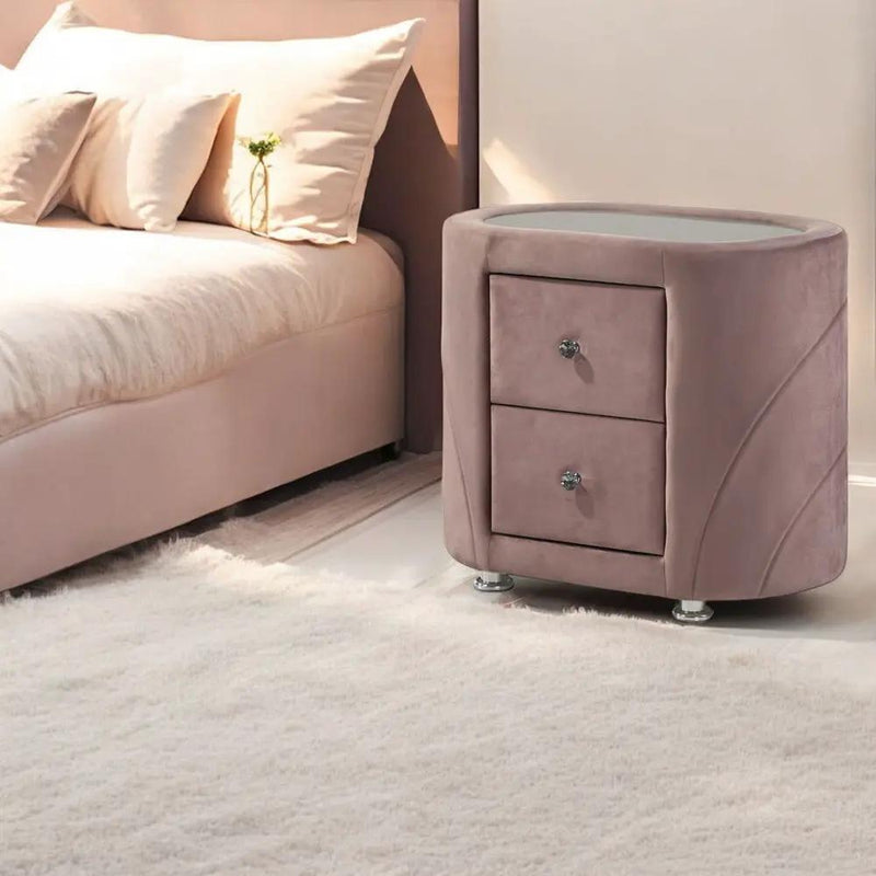 Salonia - Nightstand - Pink Velvet by Unique Piece Furniture
