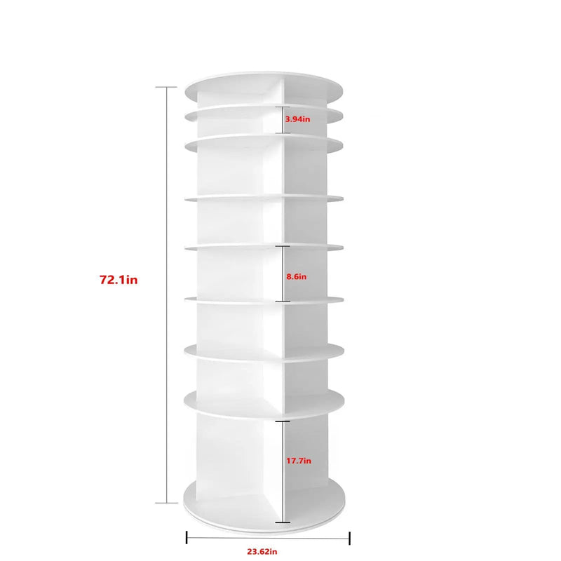 8 Tier Rotating Shoe Rack Tower, 360 Degree Spinning Shoe Organizer And Storage Carousel For Closet Or Entryway - White by HouseOfZazla