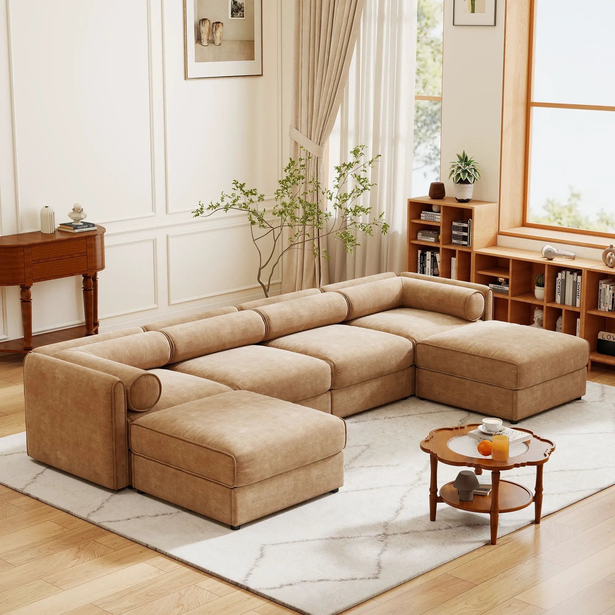 Contemporary Elegant Sofa With Storage And Ottoman by Unique Piece Furniture