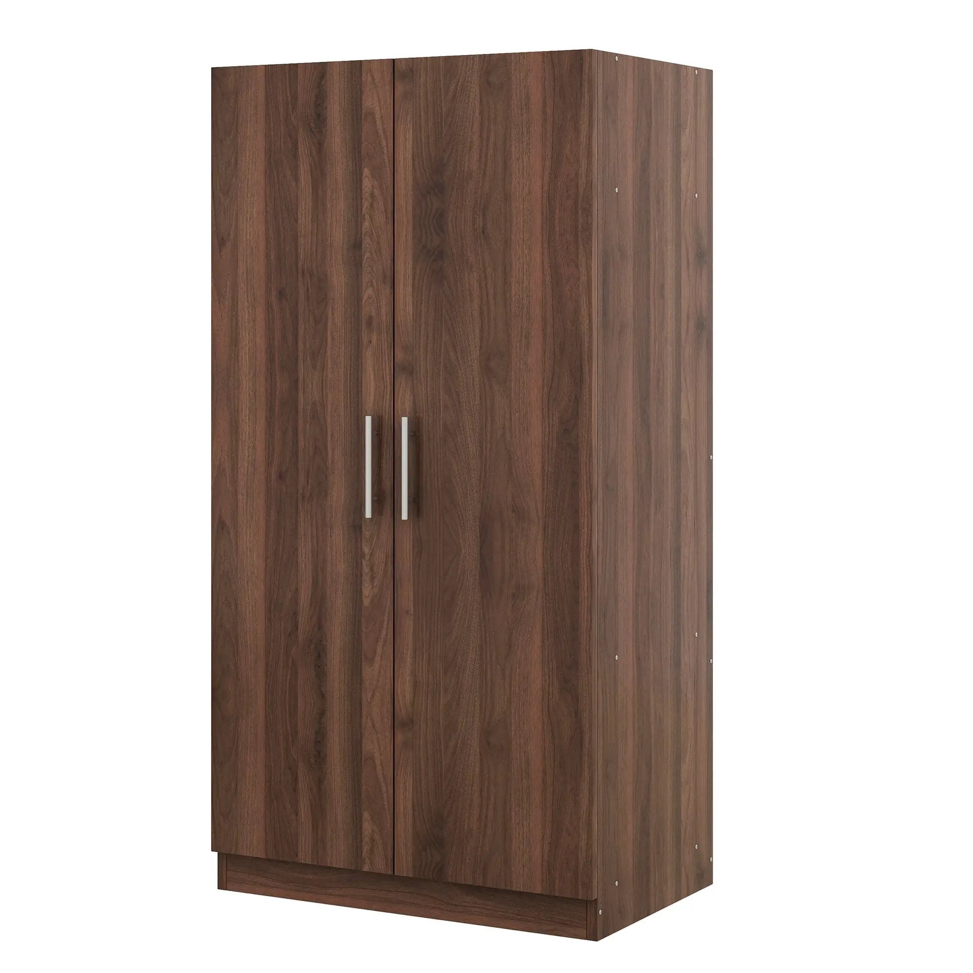2 Door Wooden Wardrobe Armoire With 3 Storage Shelves - Brown by Unique Piece Furniture