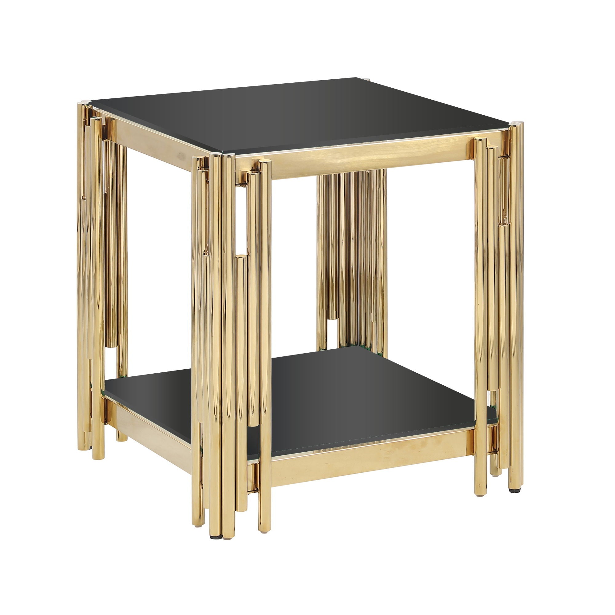 Square End Table With Tempered Glass Top For Living Room by HouseOfZazla