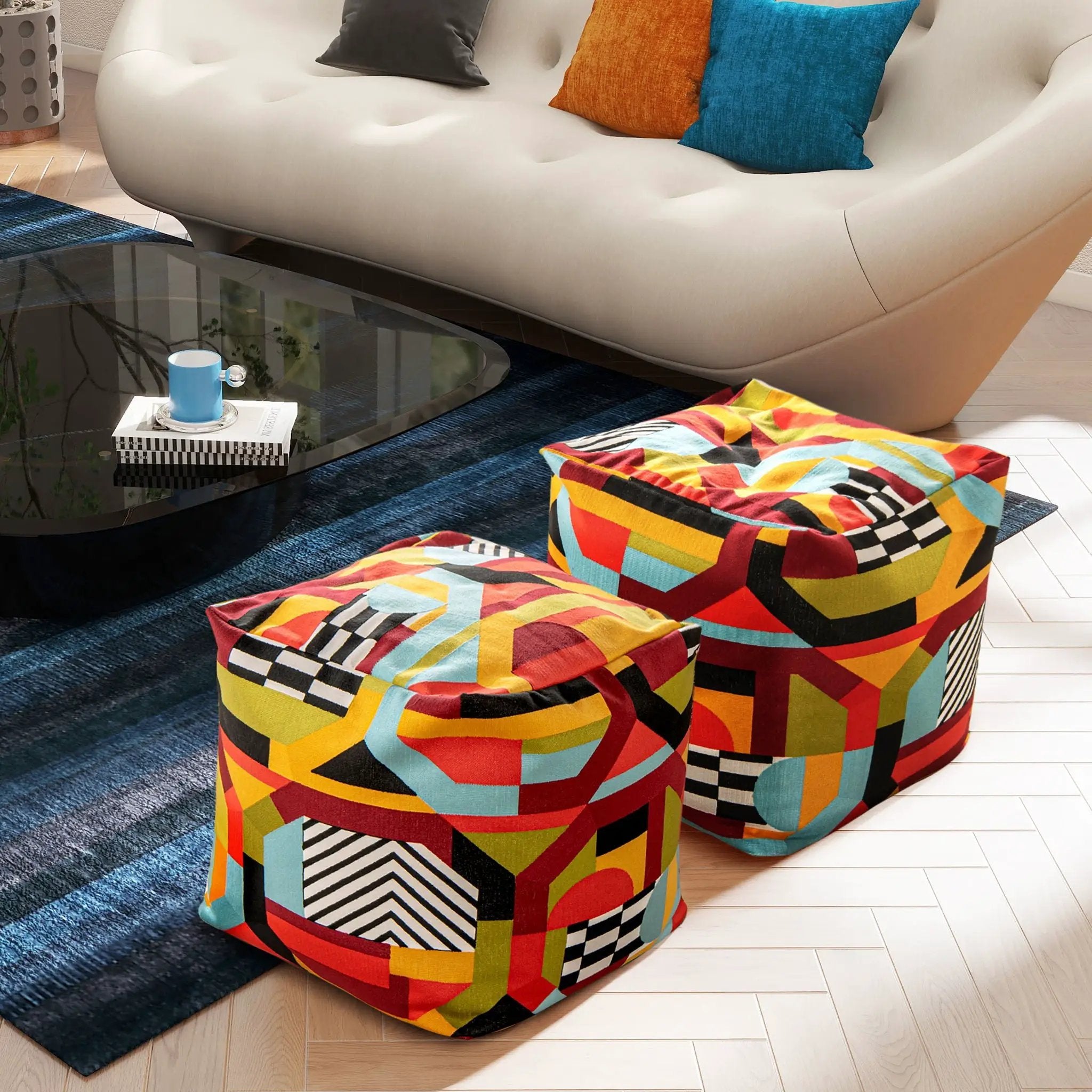 Pouf Luxury Oversized Bean Bag Cube Ottoman by HouseOfZazla