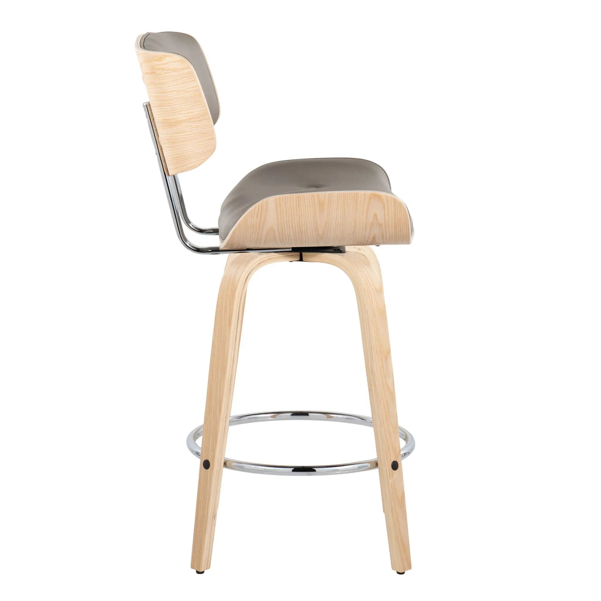 Lombardi - Mid Century Modern Fixed Height Counter Stool With Swivel With Round Footrest (Set of 2) by Unique Piece Furniture