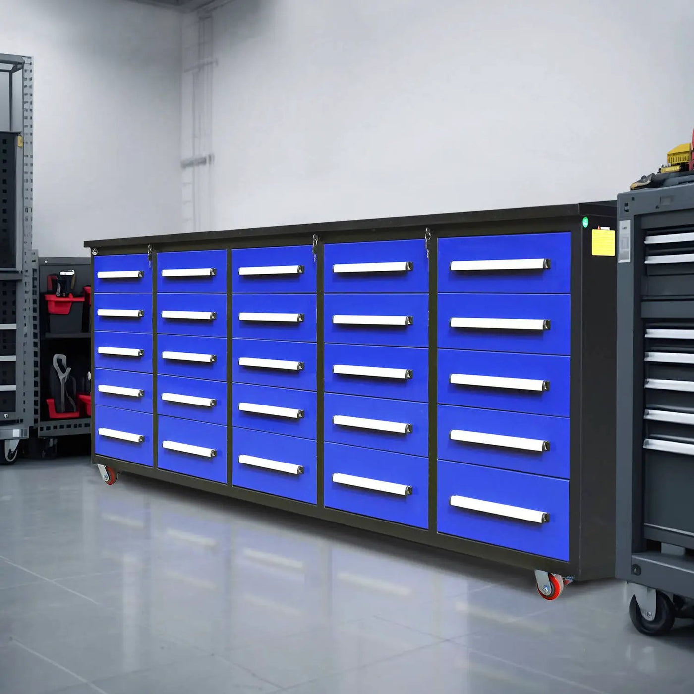 10ft 25-Drawer Storage Workbench with Wheels by Chery Industrial