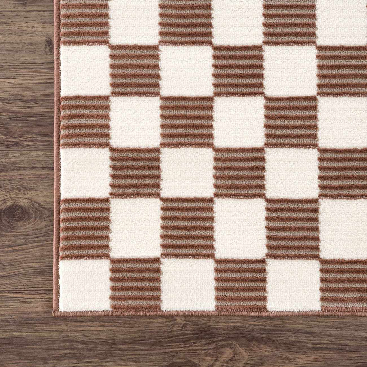 Kaysar Brown Checkered Washable Area Rug, photo 3 of 16