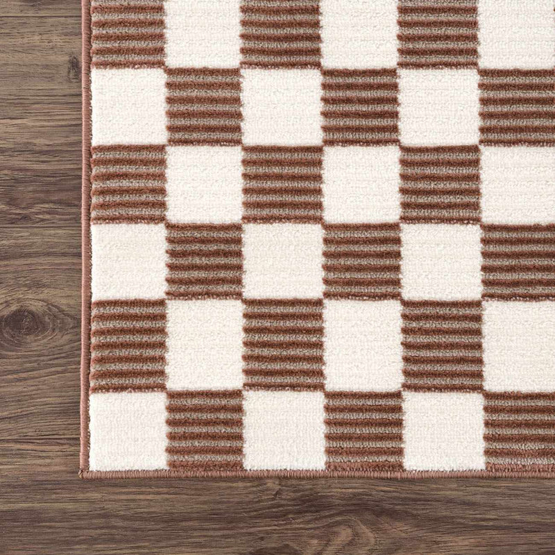 Kaysar Brown Checkered Washable Area Rug by Boutique Rugs