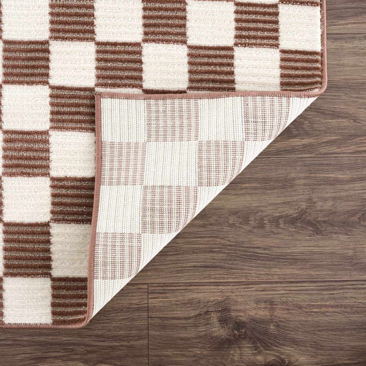 Kaysar Brown Checkered Washable Area Rug, photo 11 of 16
