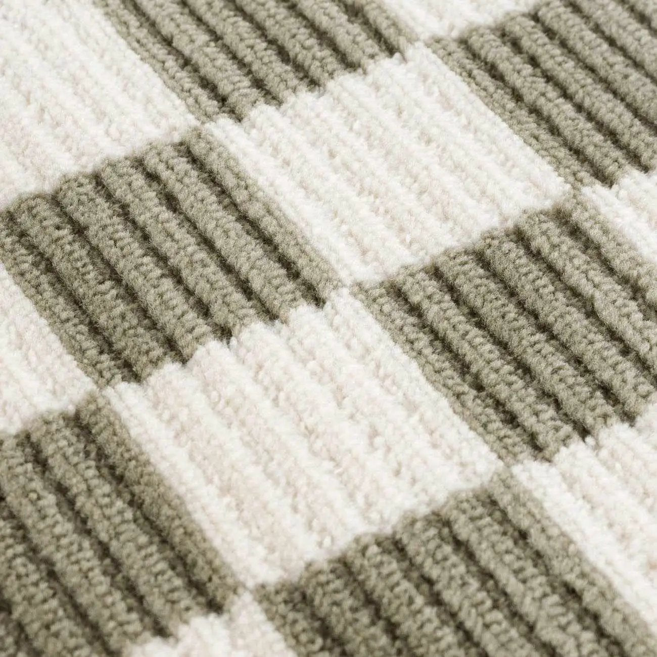 Kaysar Olive Green Checkered Washable Area Rug by Boutique Rugs