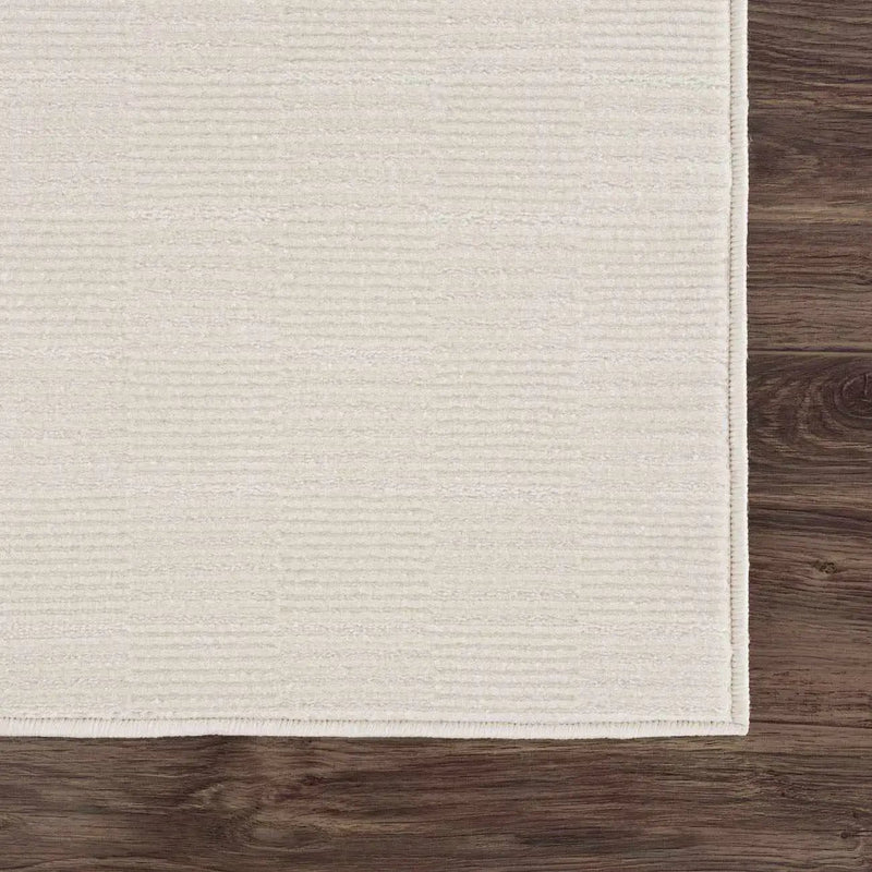 Kazuma Cream Checkered Washable Area Rug by Boutique Rugs