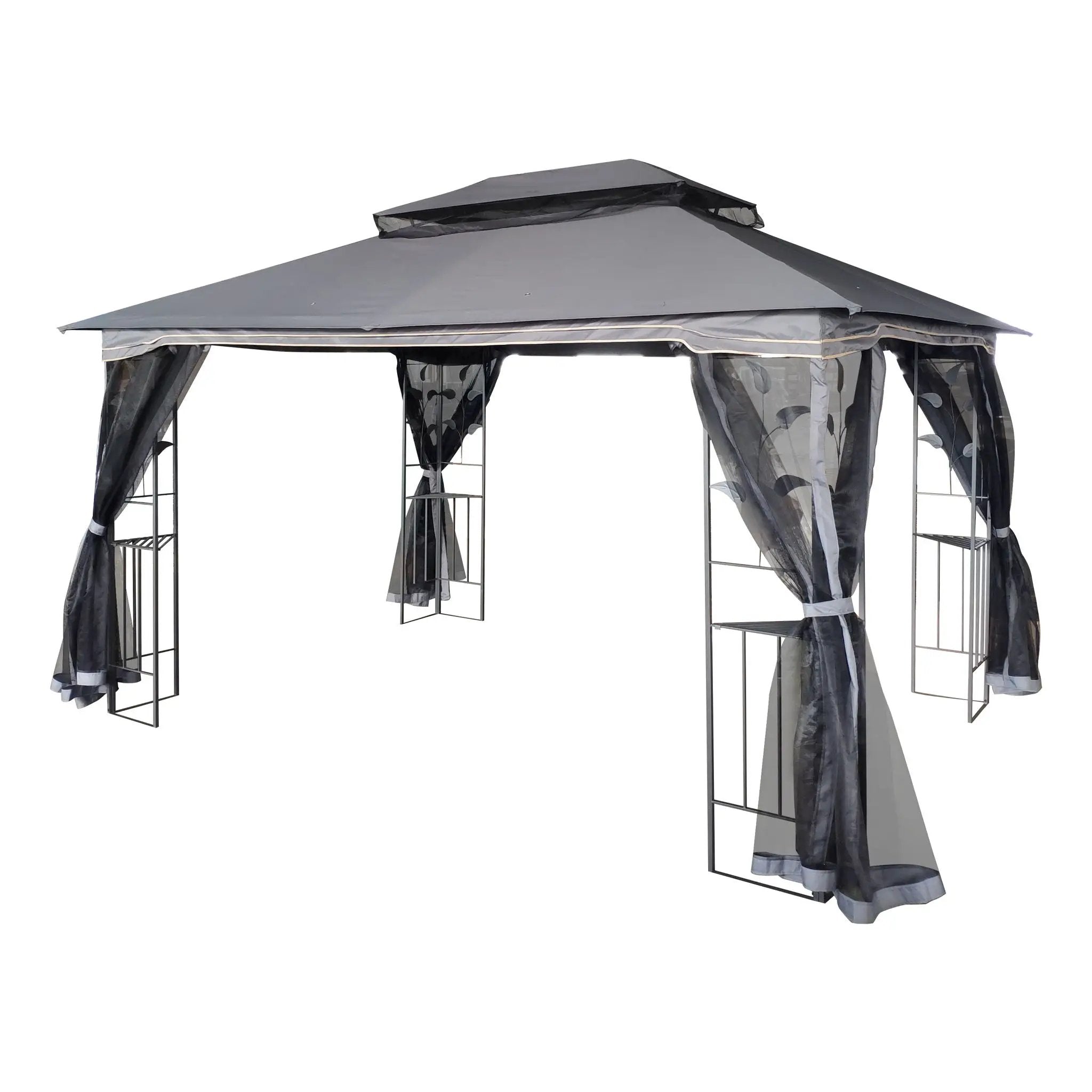 Patio Gazebo Tent With Ventilated Double Roof And Mosquito Net For Backyard Or Garden by Unique Piece Furniture