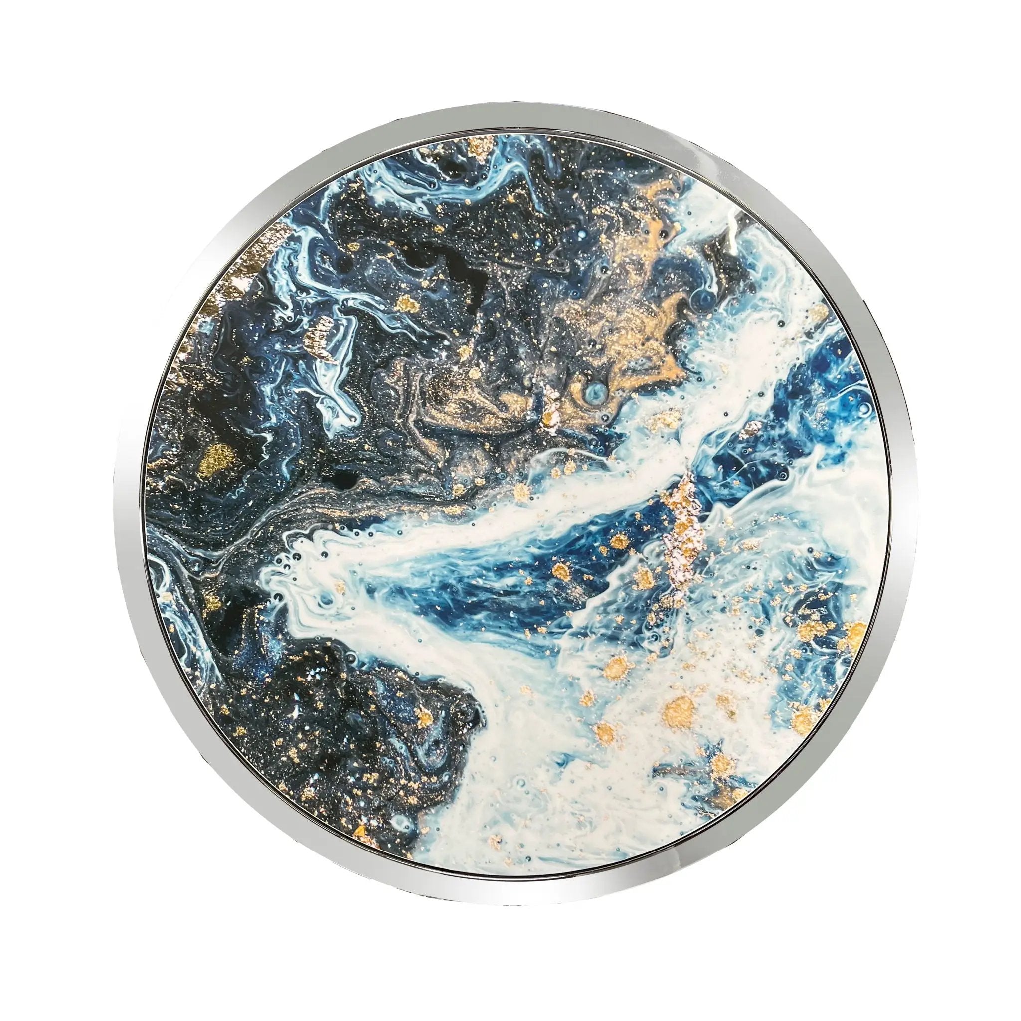 Lyda - Marble Print End Table - Blue by HouseOfZazla