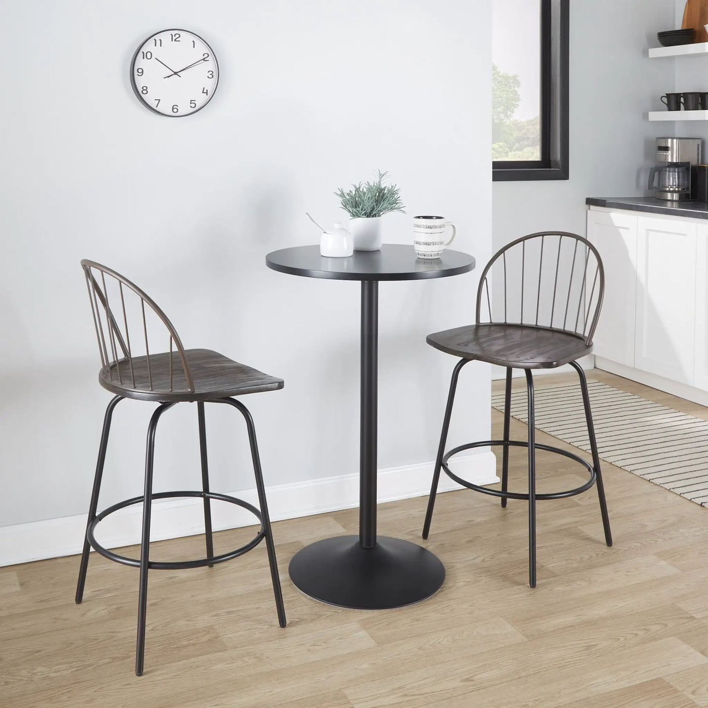 Riley - Claire Farmhouse Fixed Height Counter Stool With Swivel With Round Footrest (Set of 2) by HouseOfZazla