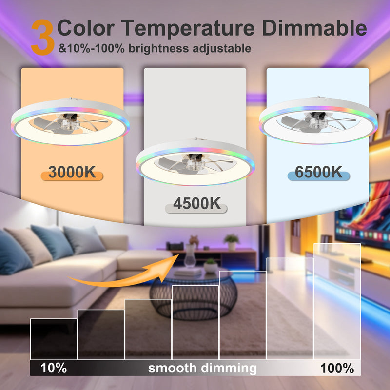23.6" Modern RGB Ceiling Fan with Lights by HouseOfZazla