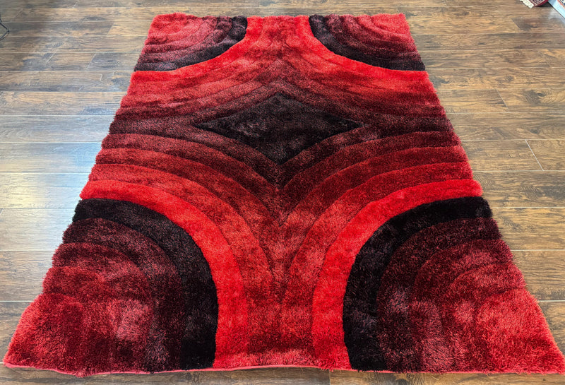 Red and Black Shag Rug 5x7, Pair A by Jewel Rugs