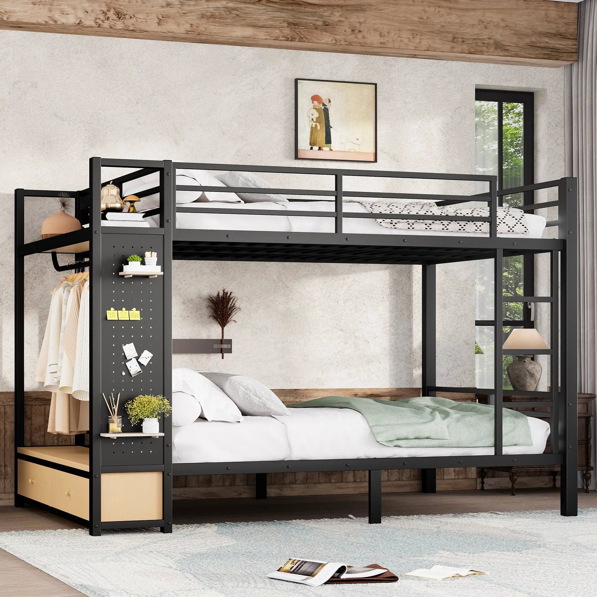 Queen Over Queen Size Metal Bunk Bed for Teens by HouseOfZazla
