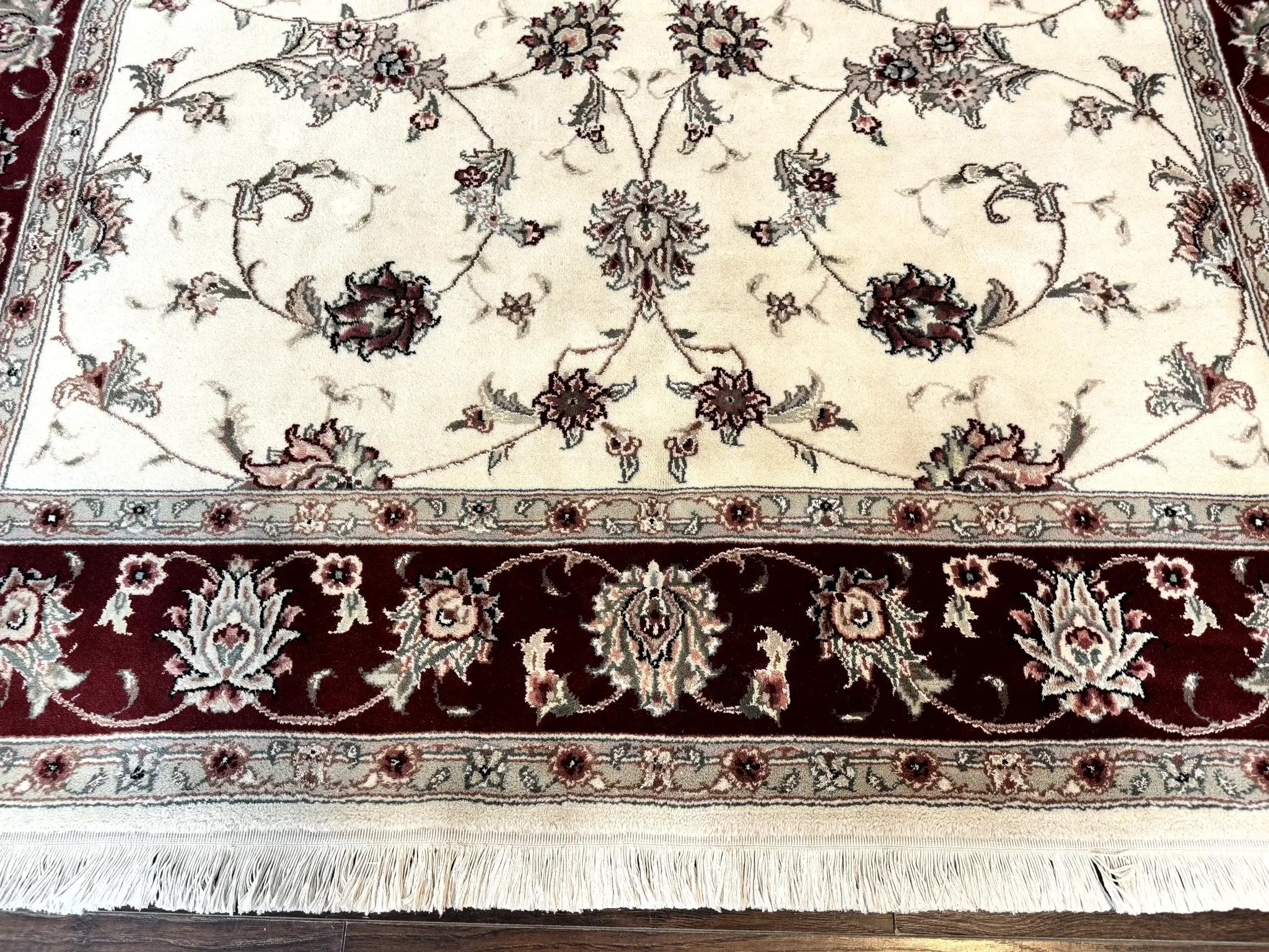 Ivory and Burgundy Pak Persian Rug 6x9 by Jewel Rugs