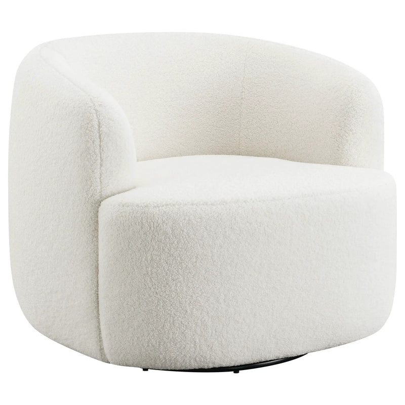 Hudson Faux Sheepskin Upholstered Swivel Chair Natural by Unique Piece Furniture