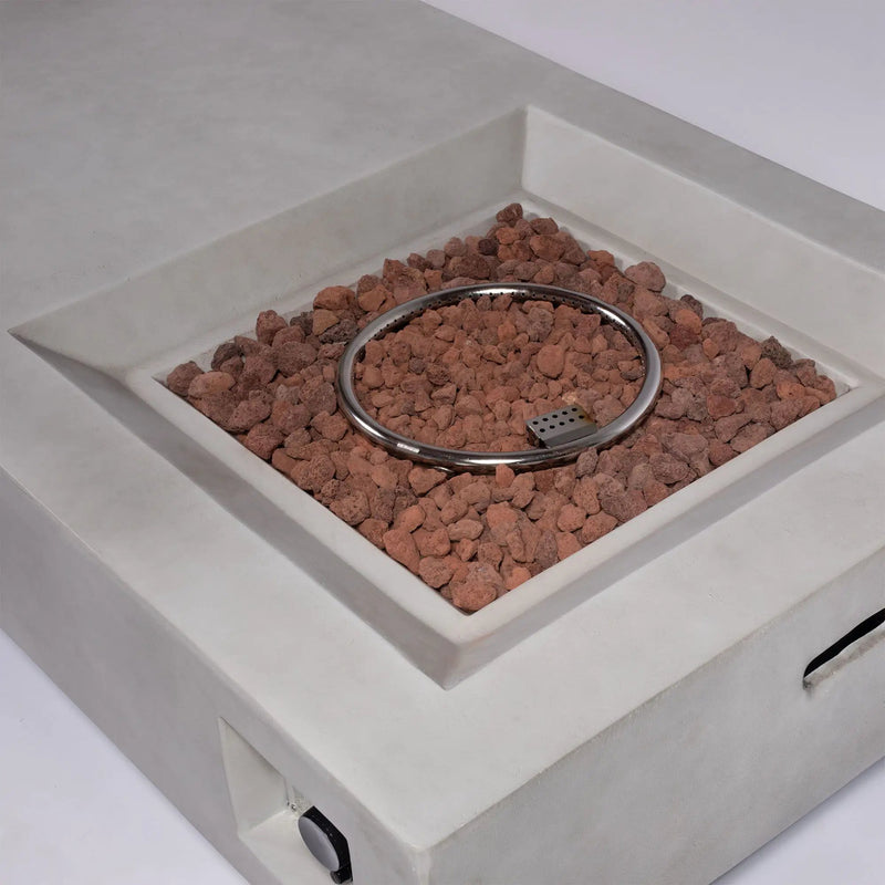 Propane Gas Fire Pit Table, 50000 Btu, Rectangular For Outside - Light Gray by HouseOfZazla