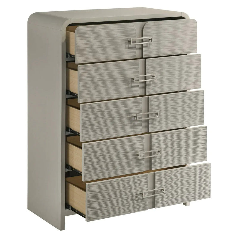Aria - 5 Drawer Chest - Beige by HouseOfZazla