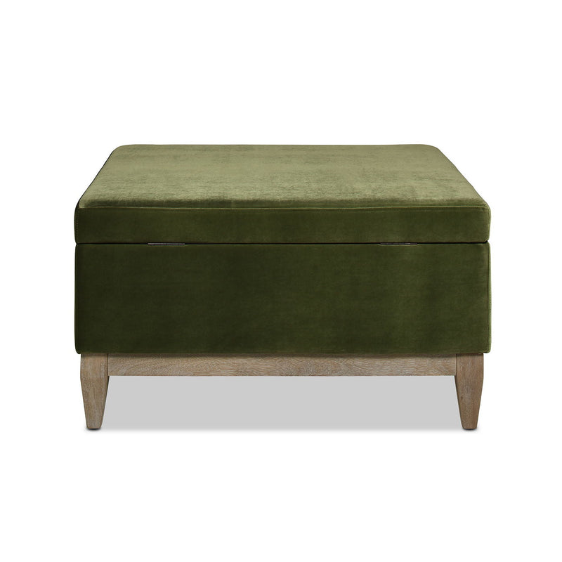 Knox - Square Storage Cocktail Ottoman - Olive Green by HouseOfZazla