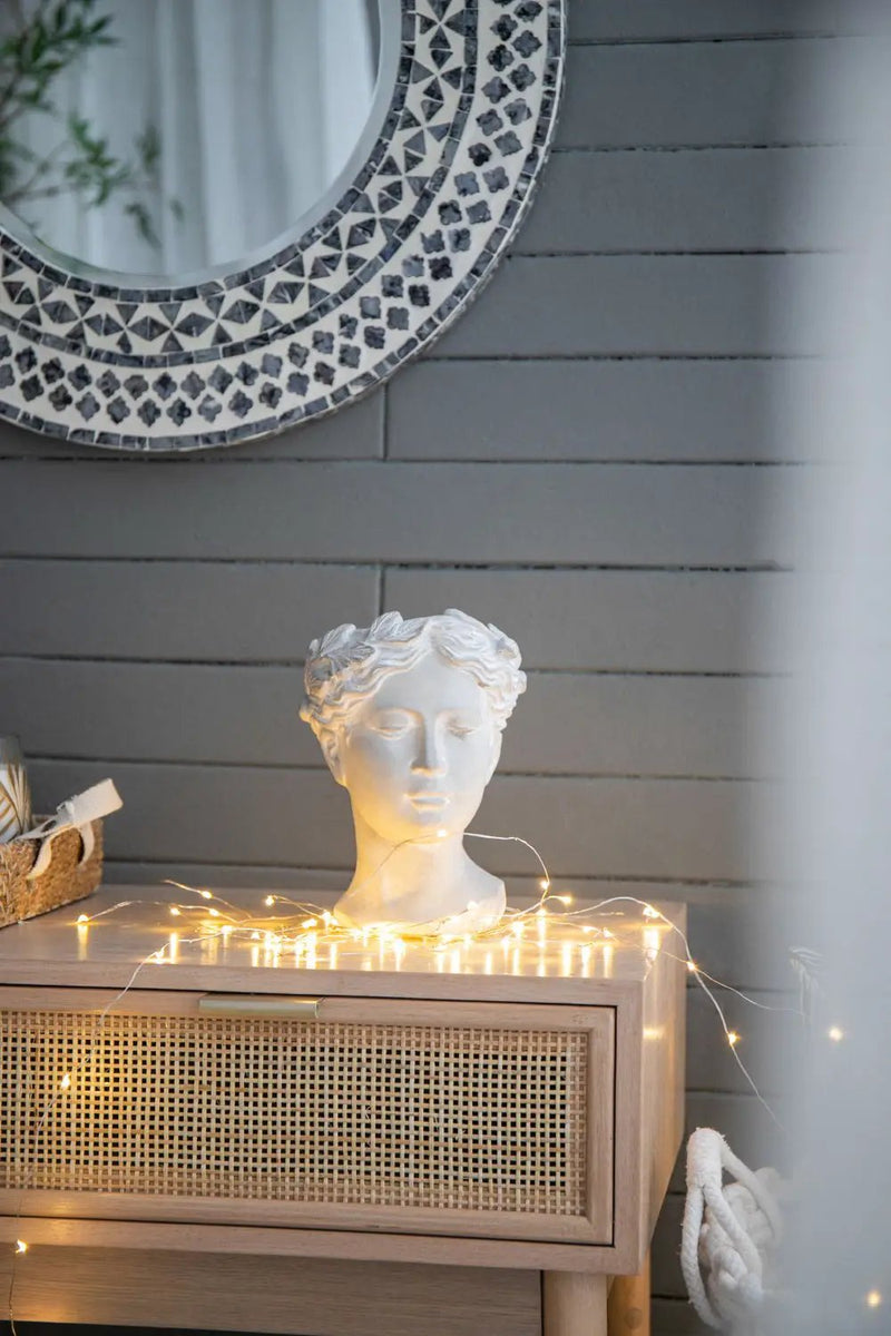 Greek Style Cement Head Planter Indoor Outdoor Home Garden Decor - Gray by HouseOfZazla
