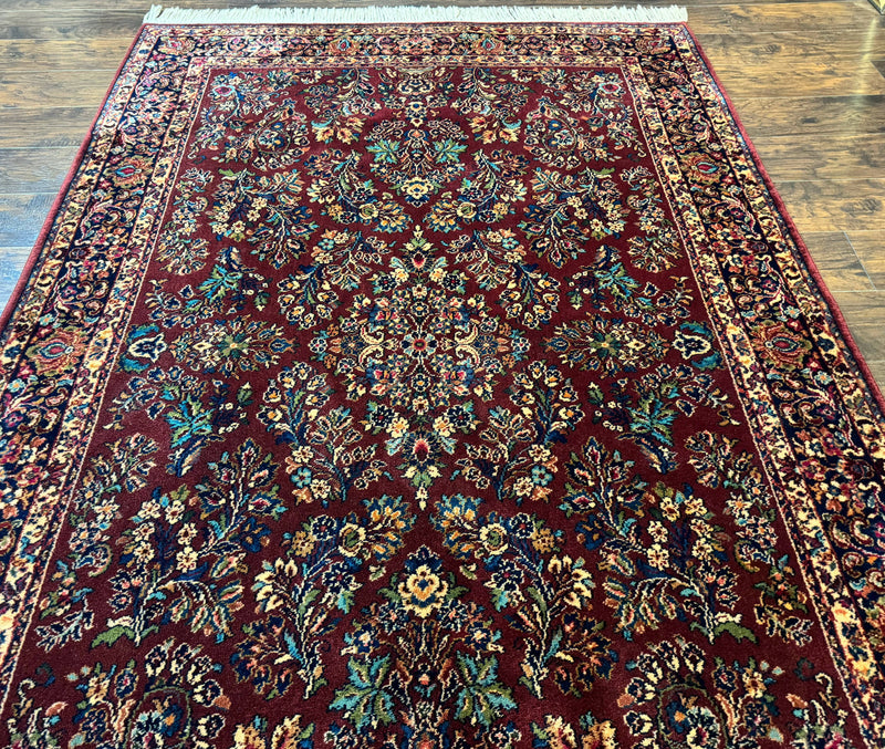 5.9 x 9 Karastan Rug Red Sarouk Rug #785, 100% Wile Pile Carpet, Original 700 Series, Vintage by Jewel Rugs