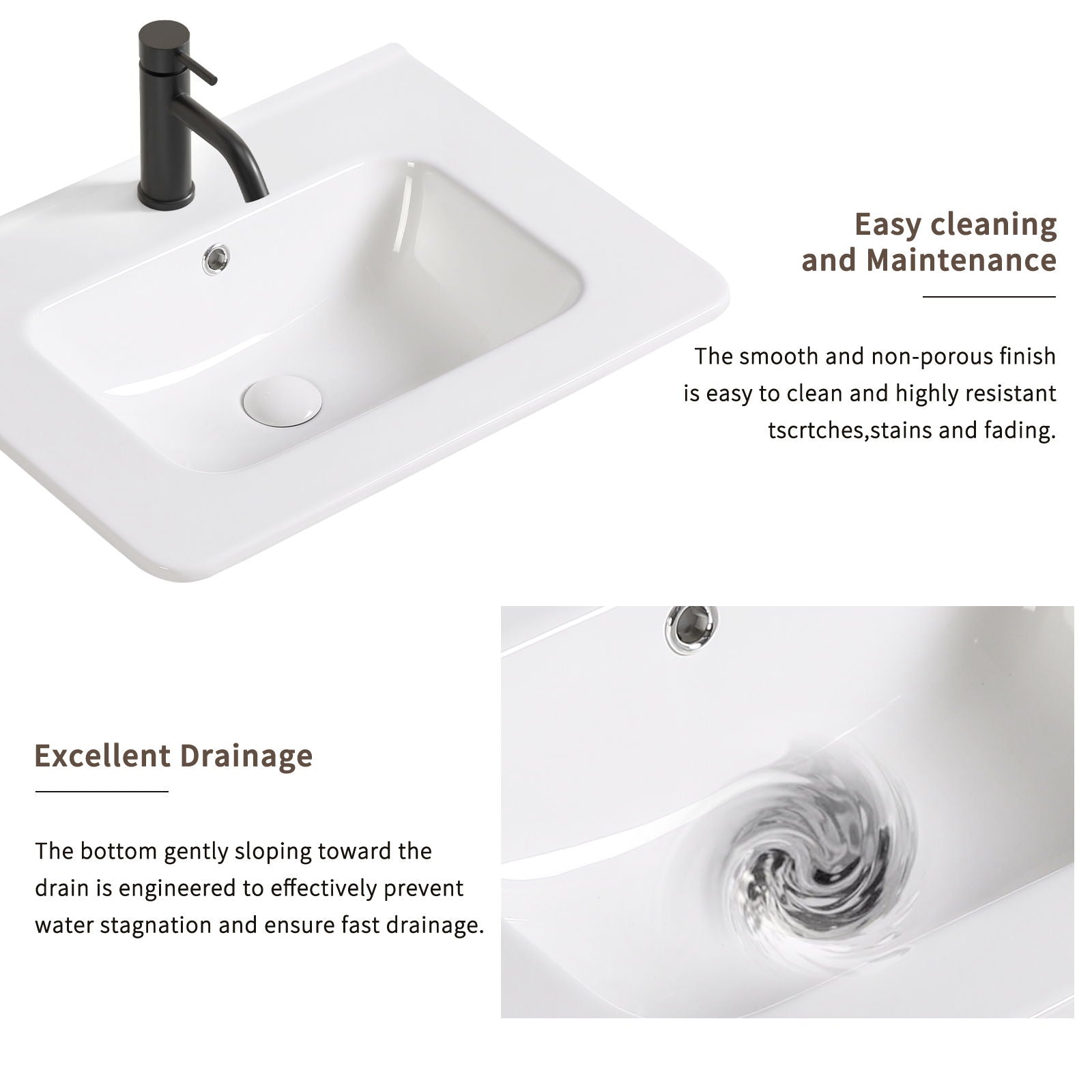 Vessel Sink Top With Overflow Drain - Milk White by HouseOfZazla