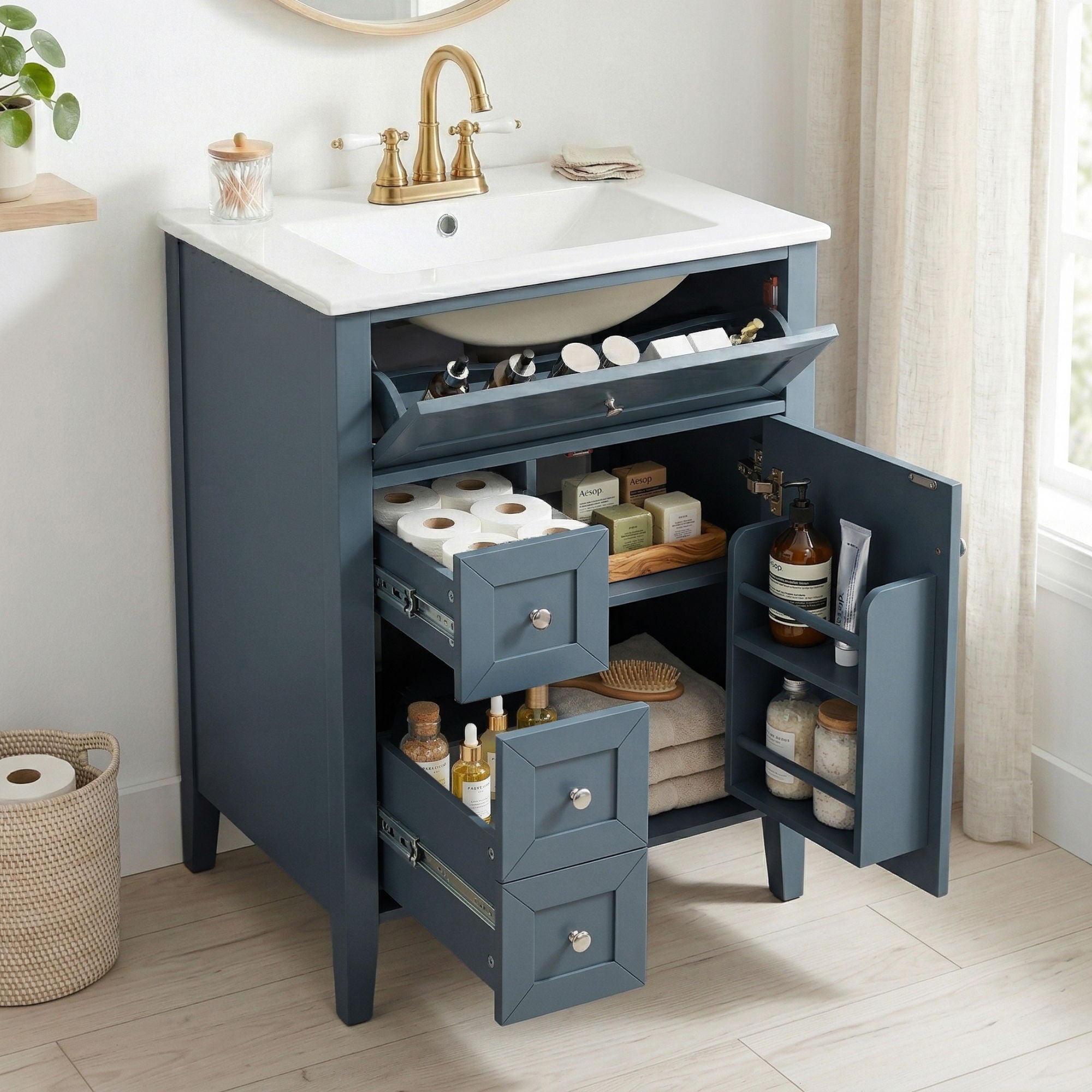 Bathroom Vanity With Sink, Soft Closing Cabinet by HouseOfZazla