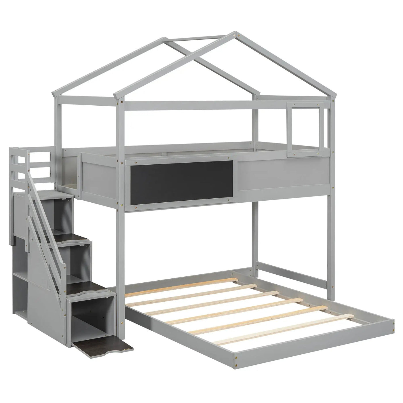 House Style Bunk Bed With Storage Staircase And board by HouseOfZazla