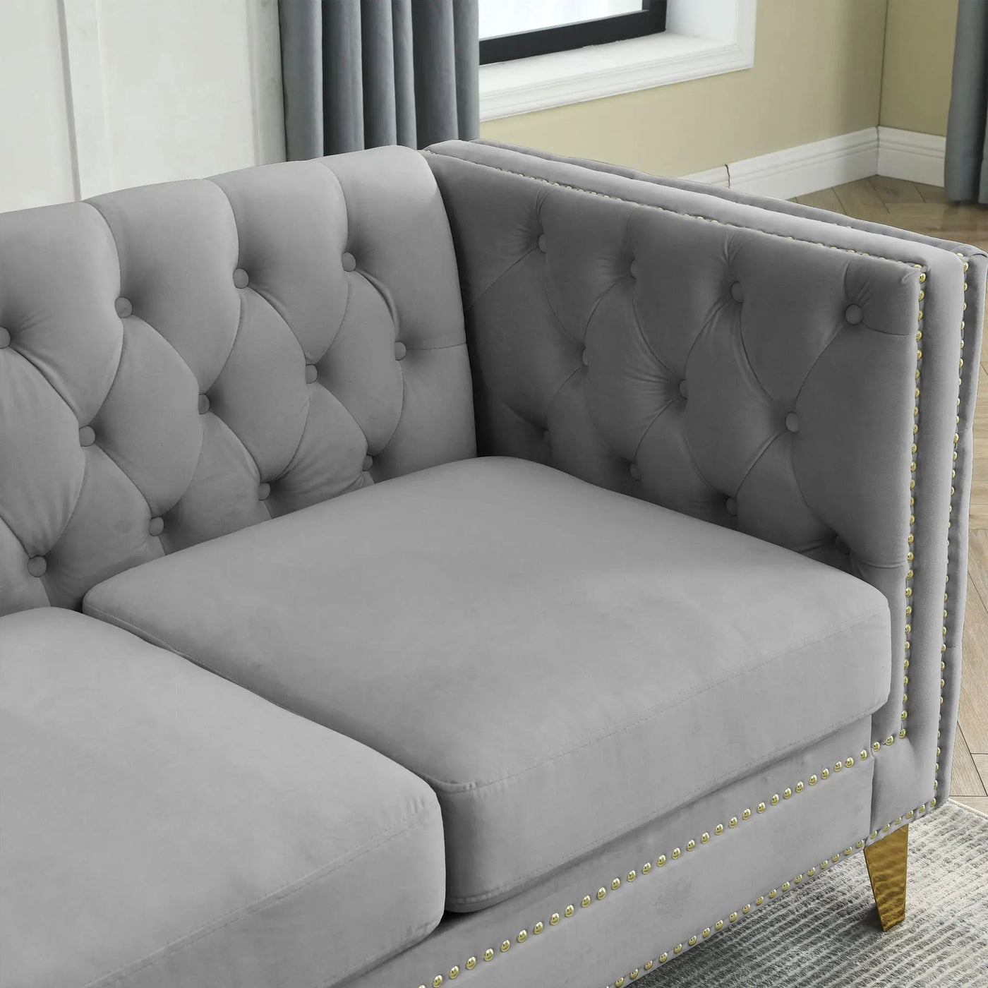 Upholstered Couch Sofa With Button Tufting For Living Room by HouseOfZazla