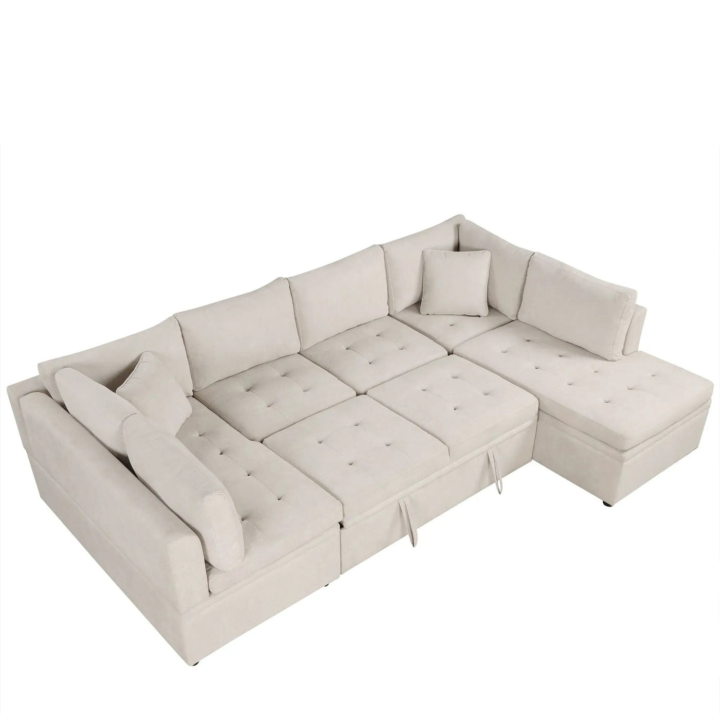 Oversized Sectional Sofa U-Shaped Sofa Couch Pull-Out Sofa Bed With Two Throw Pillows For Living Room by HouseOfZazla