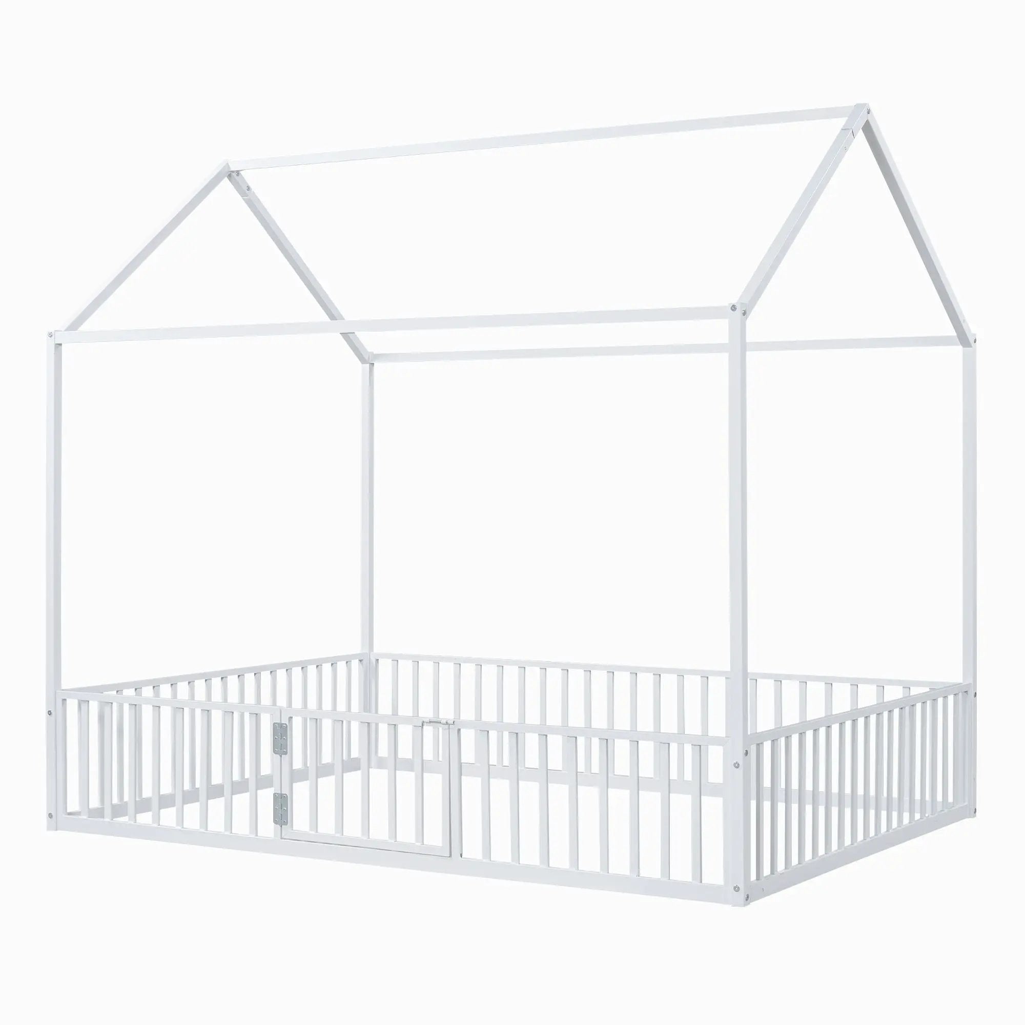 Metal House Bed With Fence And Door by Unique Piece Furniture