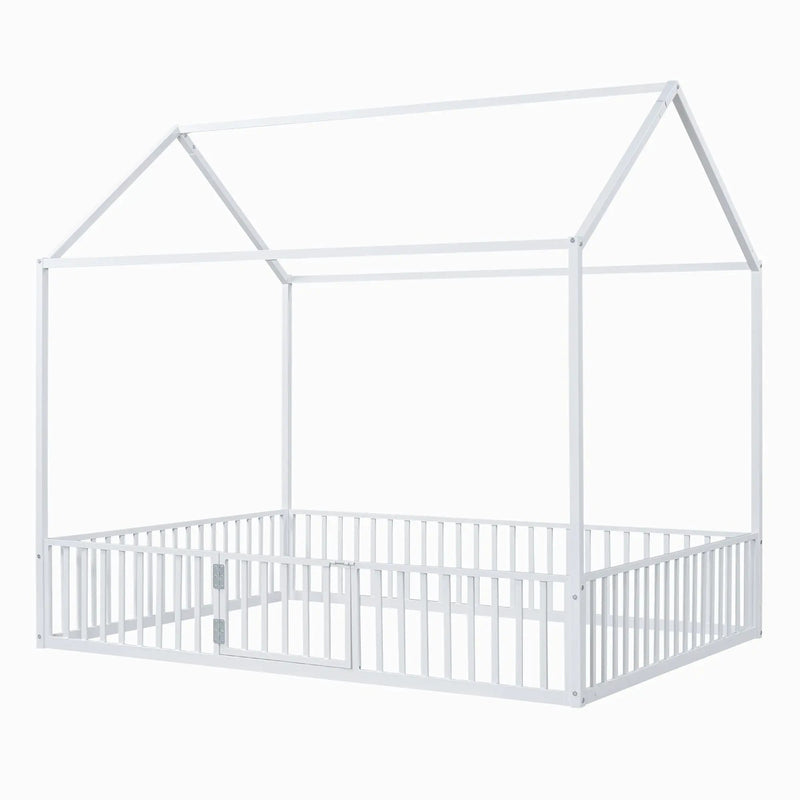 Metal House Bed With Fence And Door by Unique Piece Furniture