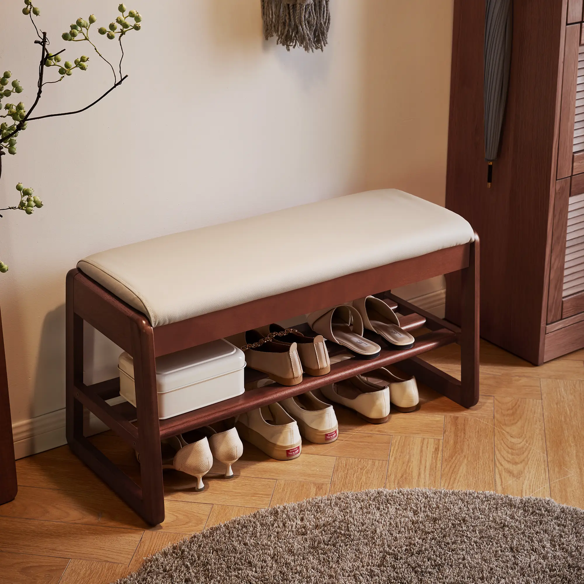 Wood Shoe Storage Bench by HouseOfZazla