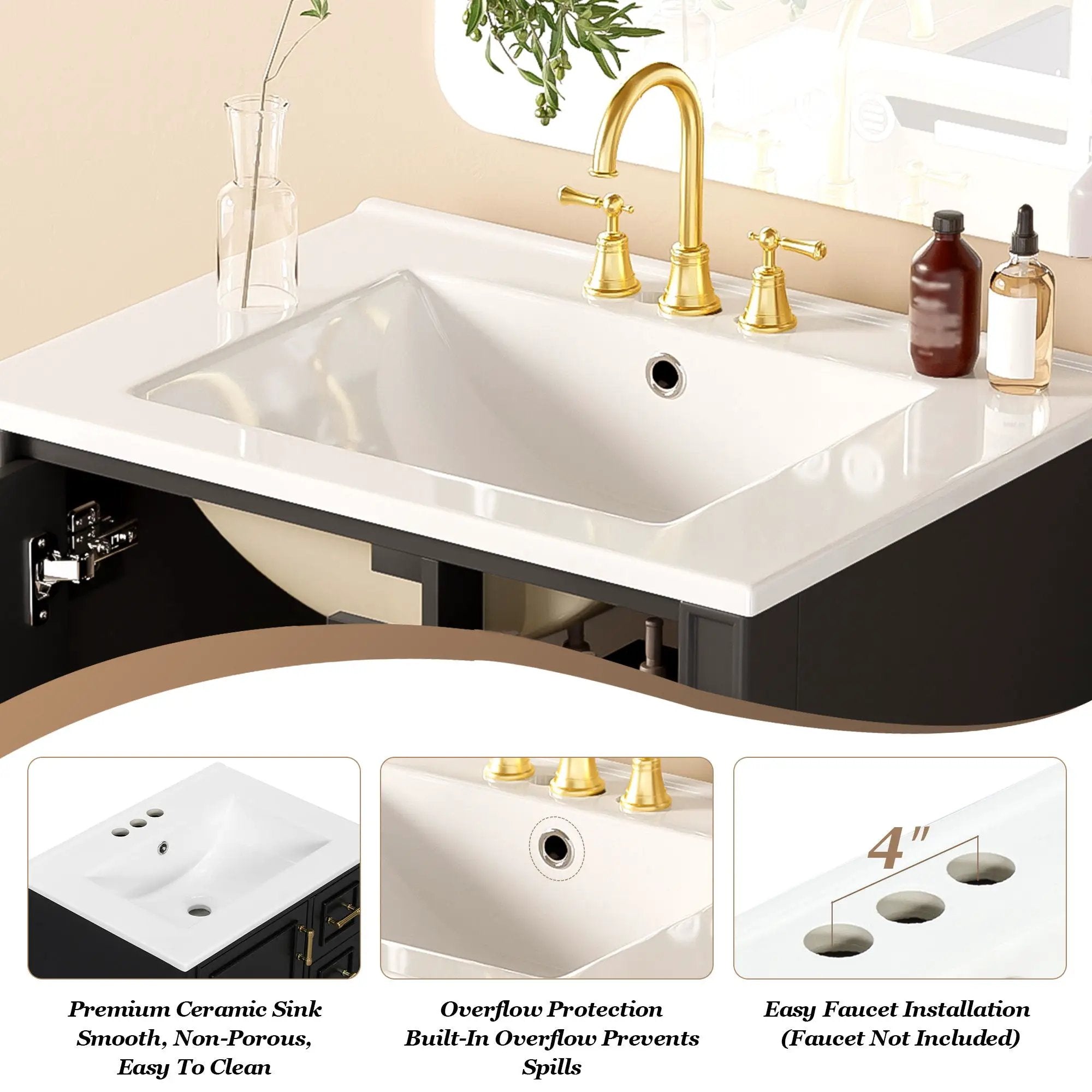 Traditional Bathroom Vanity Set With Soft Close Doors