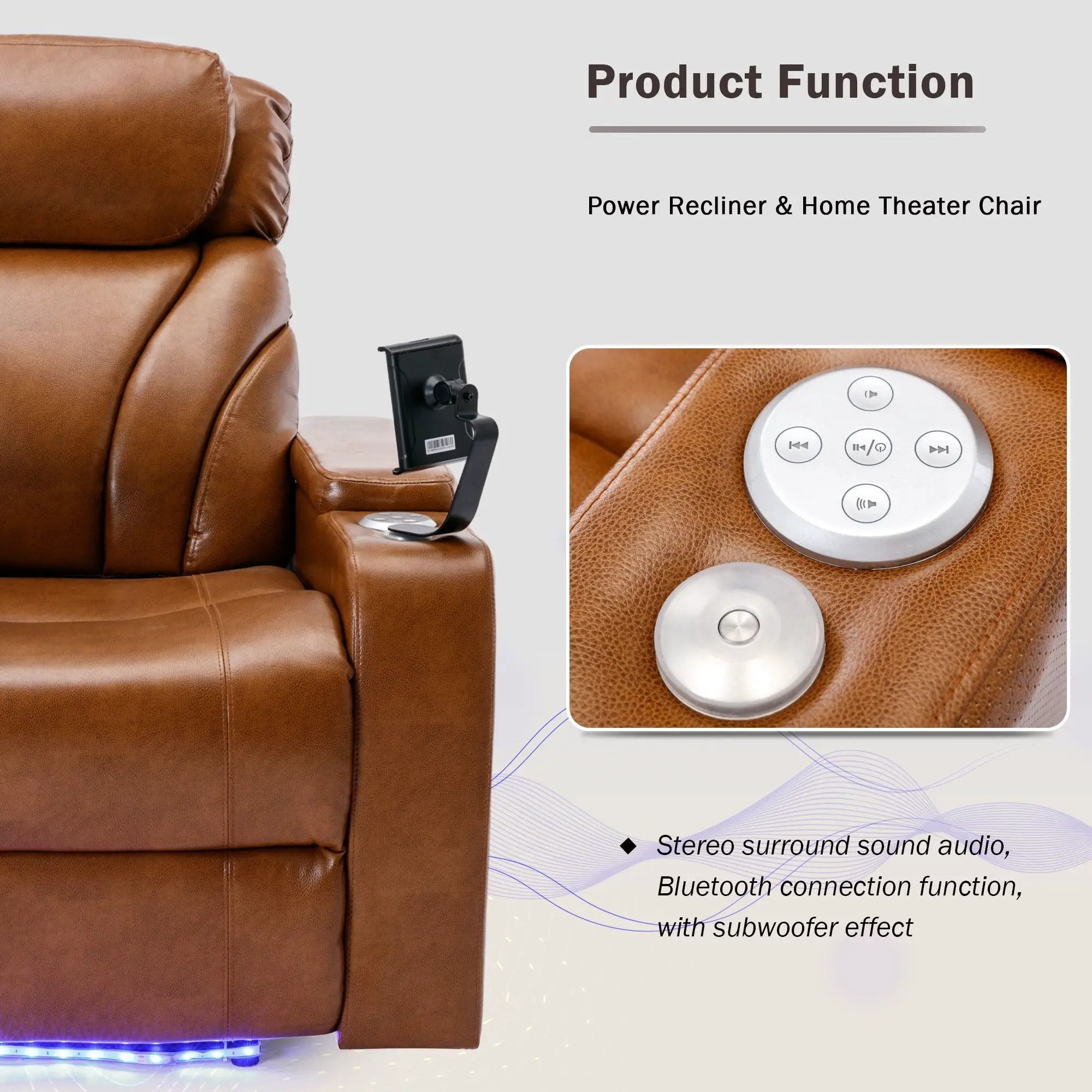 Power Motion Recliner Electric Power Recliner With USB Charging Port, Hidden Arm Storage, Convenient Cup Holder And tooth Speaker by HouseOfZazla