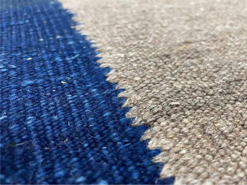 Geometric Turkish Kilim Rug 5' 7" x 7' 9", Flatweave Carpet, Minimal Design, Anatolian Carpet, Gray, Geometric, Dark Blue, Hand-Knotted, New by Jewel Rugs