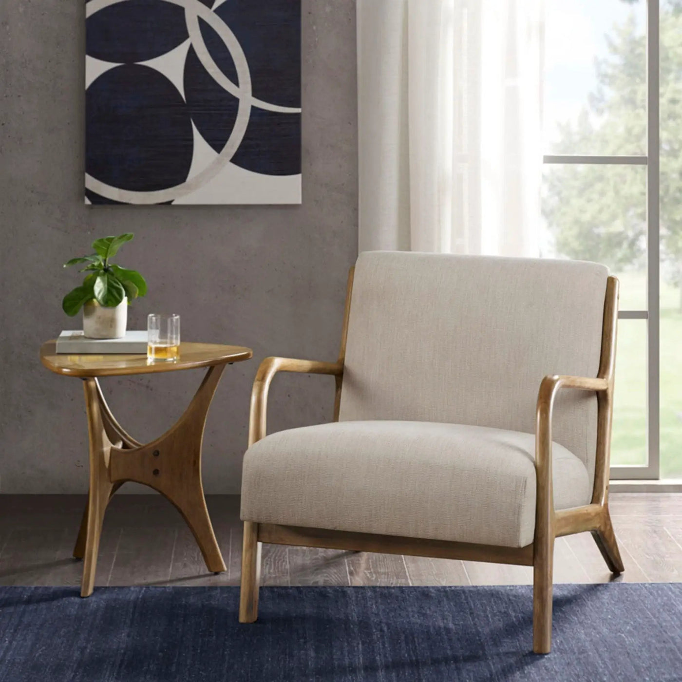 Mid-Century Style Lounge Chair With Upholstered Seat by HouseOfZazla