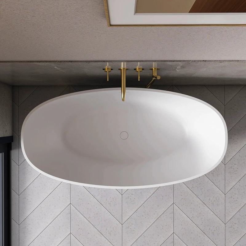 61 Inch Small Size Artificial Stone Solid Surface Freestanding Bathroom Bathtub by HouseOfZazla