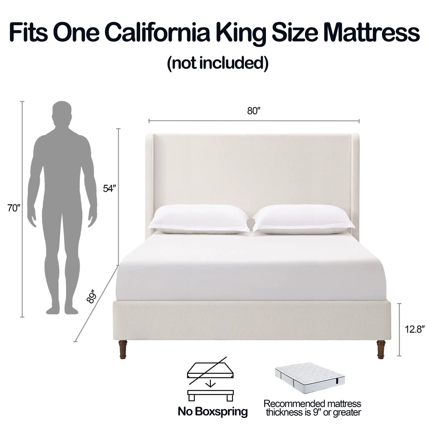 Harper - Tall Headboard Upholstered Bed / High Headboard / Elegant Simplicity / No Box Spring Needed by HouseOfZazla