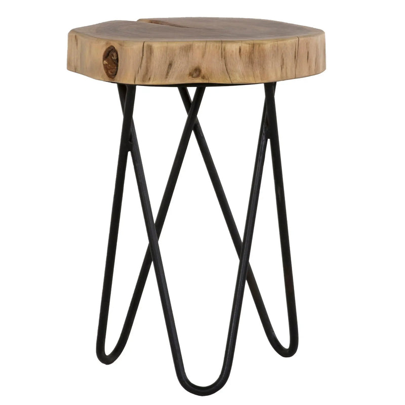 Rustic Accent Round Table With Iron Hairpin Legs by HouseOfZazla