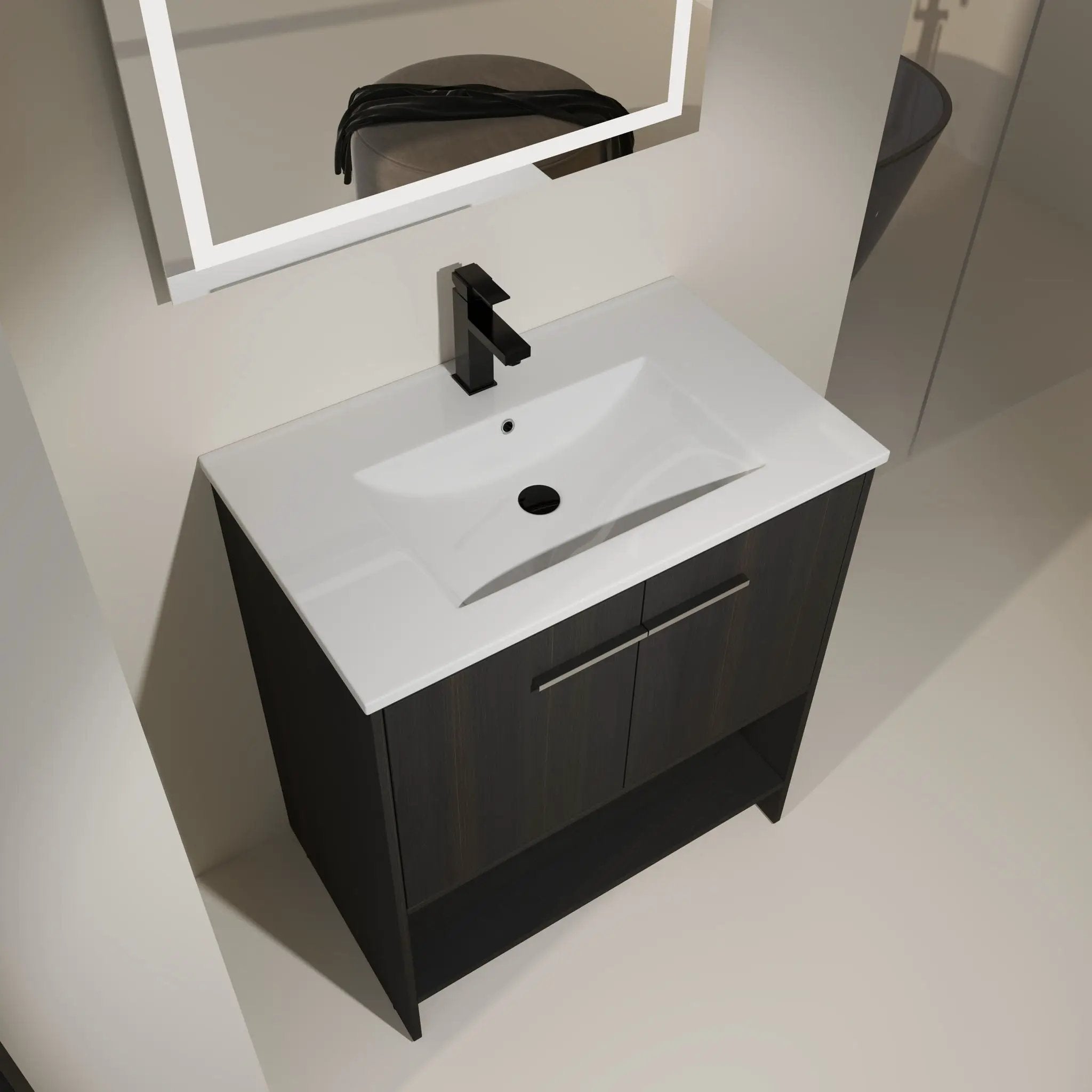 Modern Bathroom Vanity With Ceramic Sink, Freestanding Cabinet, Soft Closing Doors by Unique Piece Furniture