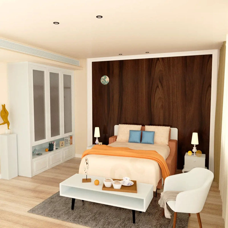 Morden Deisgn Vertical Murphy Bed With Sofa For Bedroom Or Guestroom White Wall Bed Space Saving Hidden Bed With New Style Gas Struts - Orange by Unique Piece Furniture