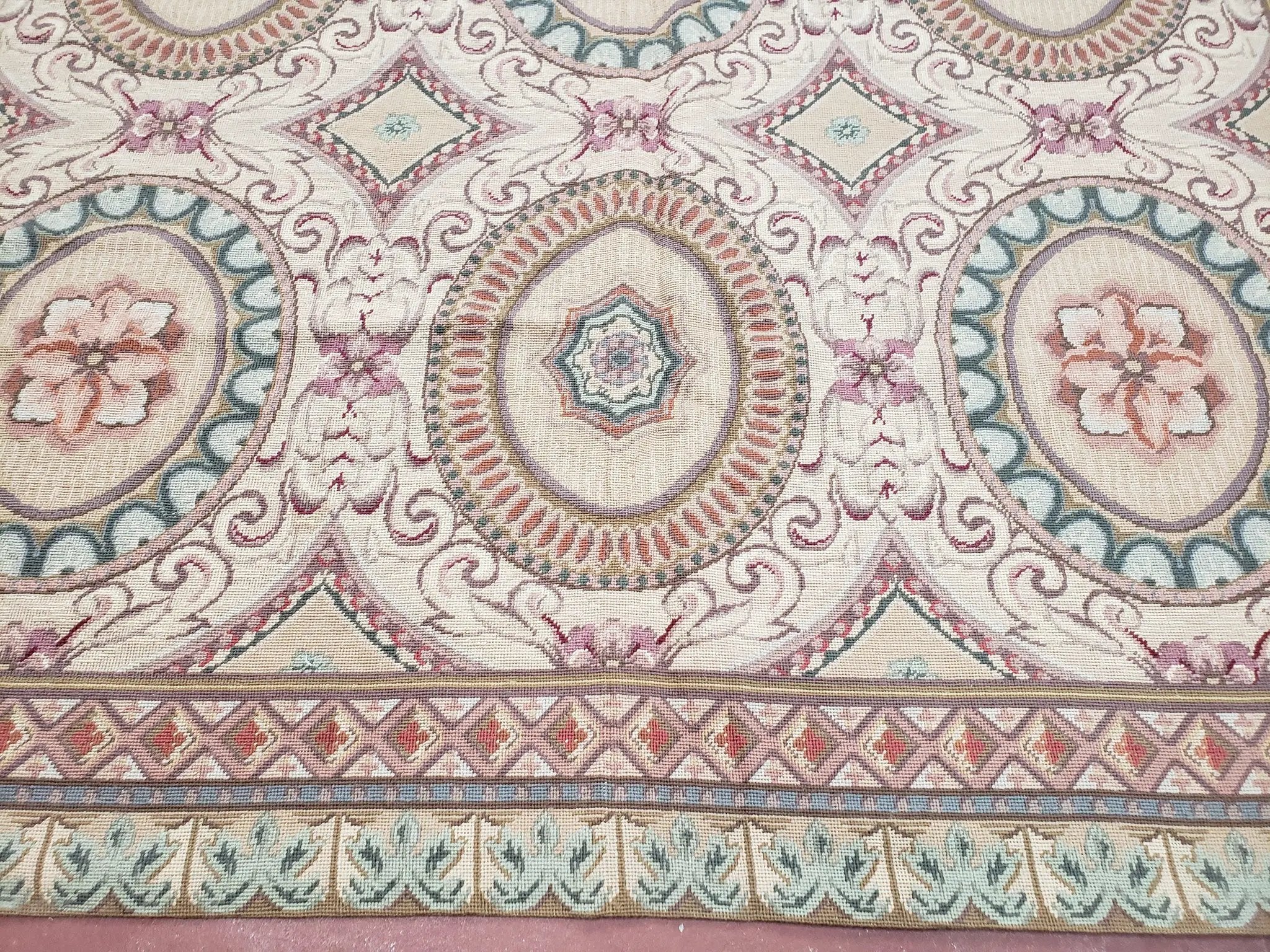New Needlepoint Rug, 6x9 Needlepoint Carpet, Flatweave Rug, Vicotorian French European English Decor, Elegant Rug for Living Room, Handmade by Jewel Rugs